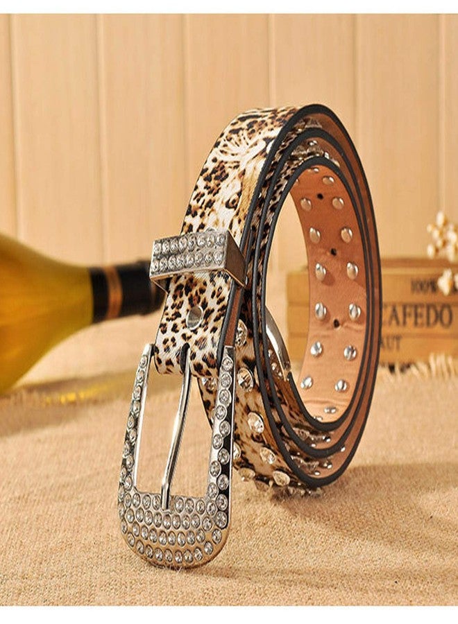 Wemi Leopard Print PU Leather Belts for Women Luxury Rhinestones Pin Buckle Women belt Female Strap for Jeans Dress 43" - Image 3